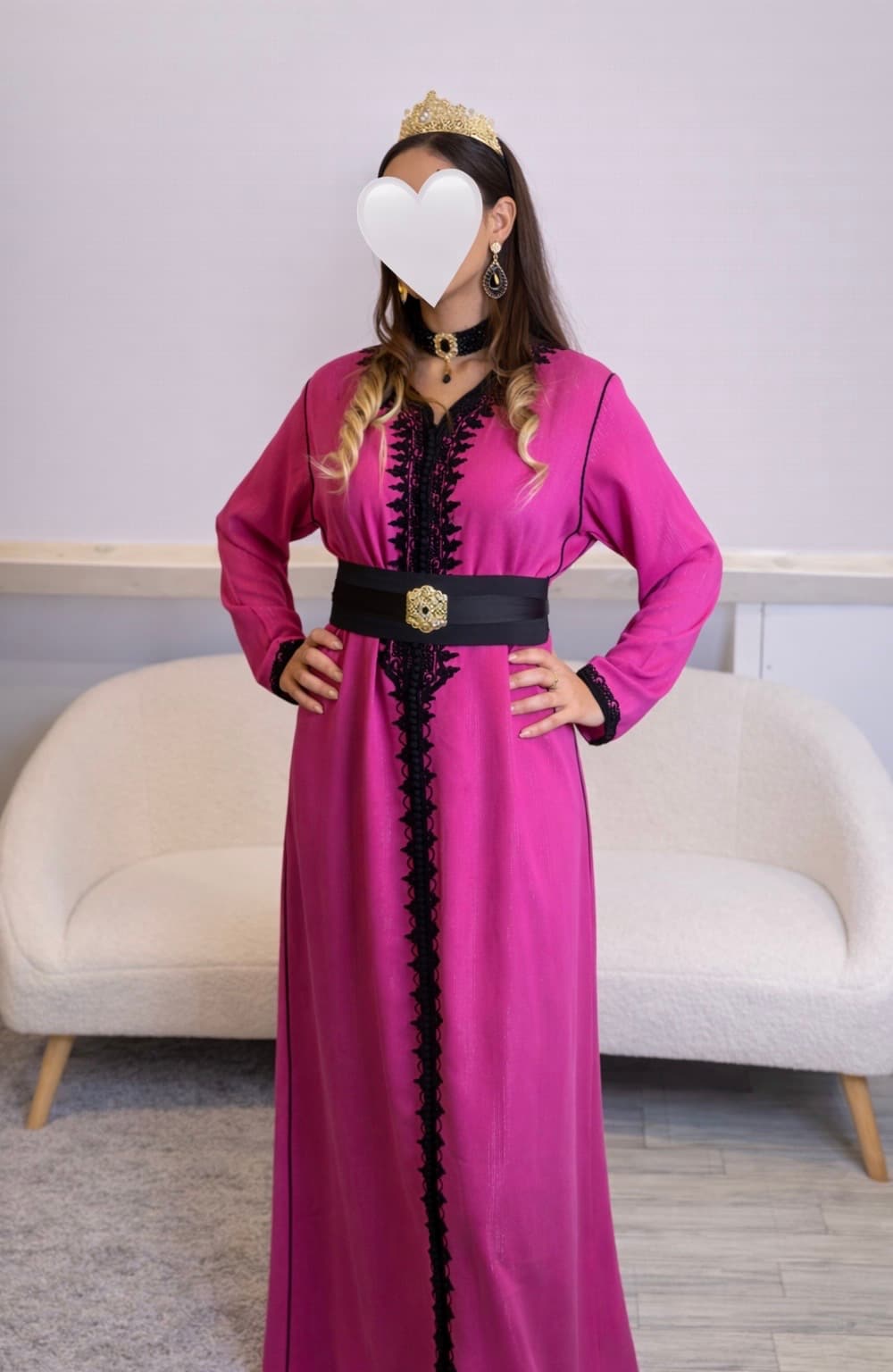 Caftan Rose Fuchsia Noir
